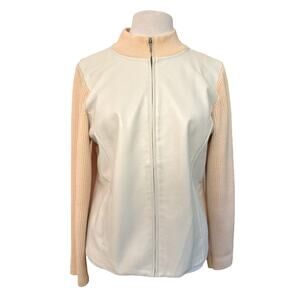 Pendleton Merino Wool Leather Front Zip Sweater Jacket Classy Capsule Minimal